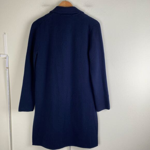 J. Crew Wrap Sweater Blazer Size XS Navy Blue Cotton Wool Belt Tie Jacket L0498 - Picture 10 of 14